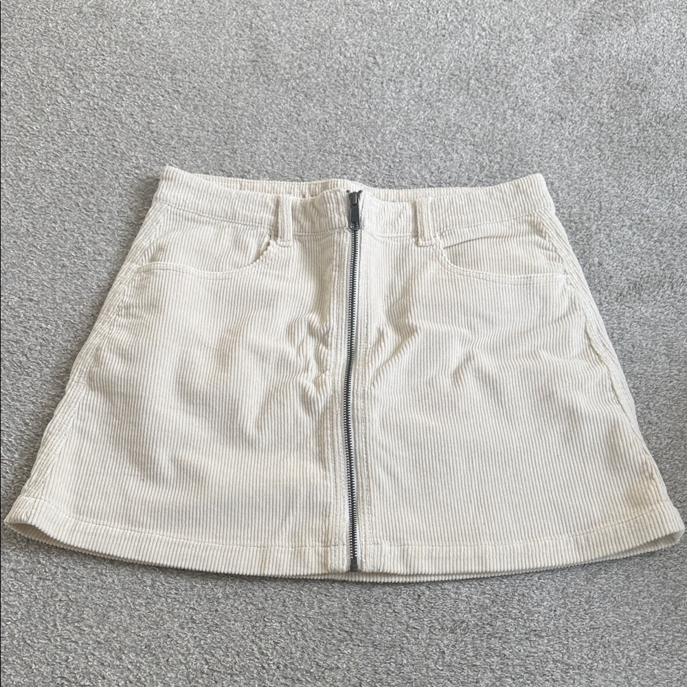 American Eagle Outfitters Cream Mini Skirt with Zipper